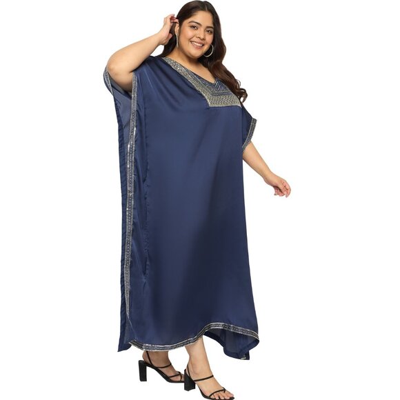 Gypsie Blu Plus Size Satin Sequences Stylish Dress Anniversary Gifts for Wife - Picture 4 of 8